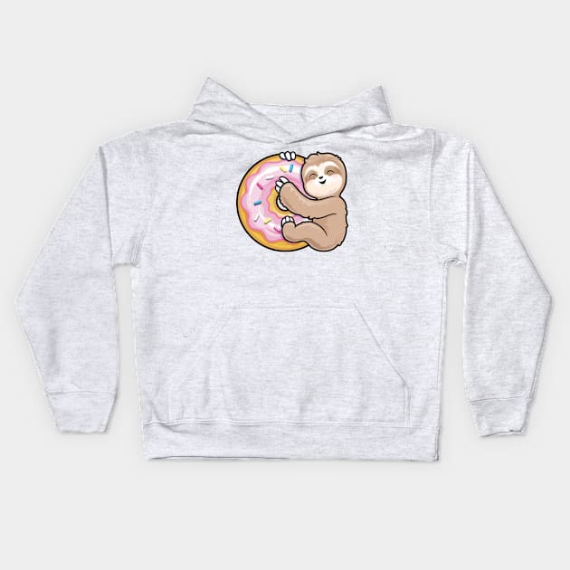 Sloth Pink Donut Kids Hoodie by PnJ